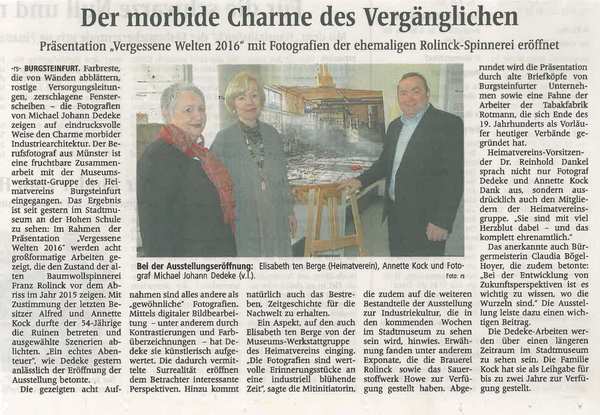 Beitrag über Michael Dedeke in der WN vom 22.01.2016